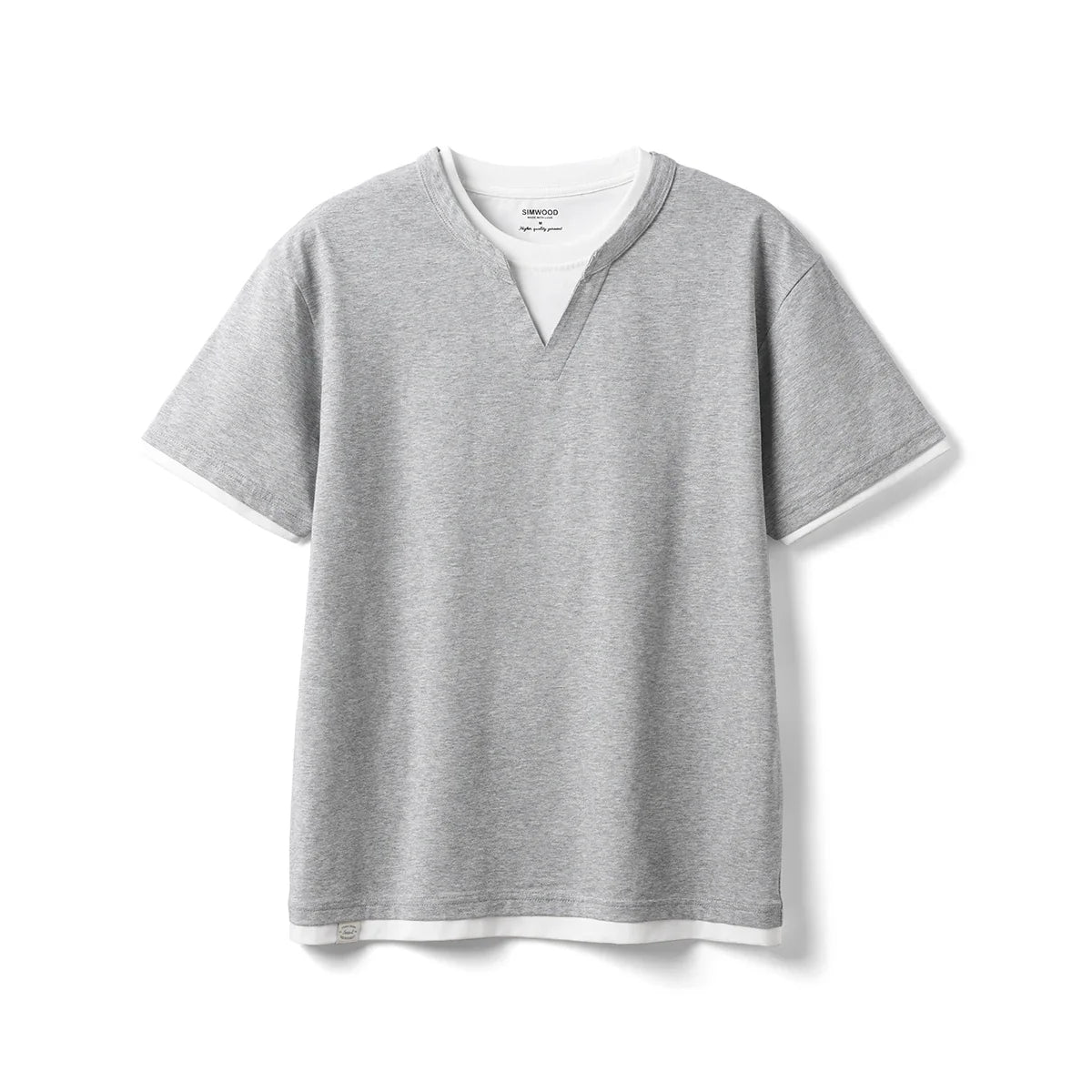 2026 Summer New Oversize 210gsm Cool Feeling Sorona Fabric Fake Double Layer T-shirts Men Comfortable Plus Size Tops