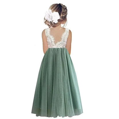 Princess Party Lace Flower Girl Dress Baby Kids Summer Wedding Birthday Dresses Children Clothing 2 4  6 8 10 12 14
