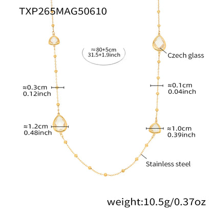 Nivora Hyperbole Overlength Stainless Steel Chain Necklace For Women Water Drop Glass Necklace Wedding Jewelry Accessory