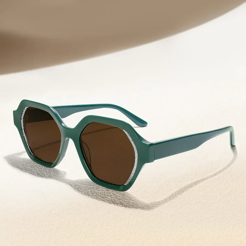 Fashion Rhinestone Cat Eye Acetate Sunglasses UV400 Protection Stylish Women's Sun Glasses