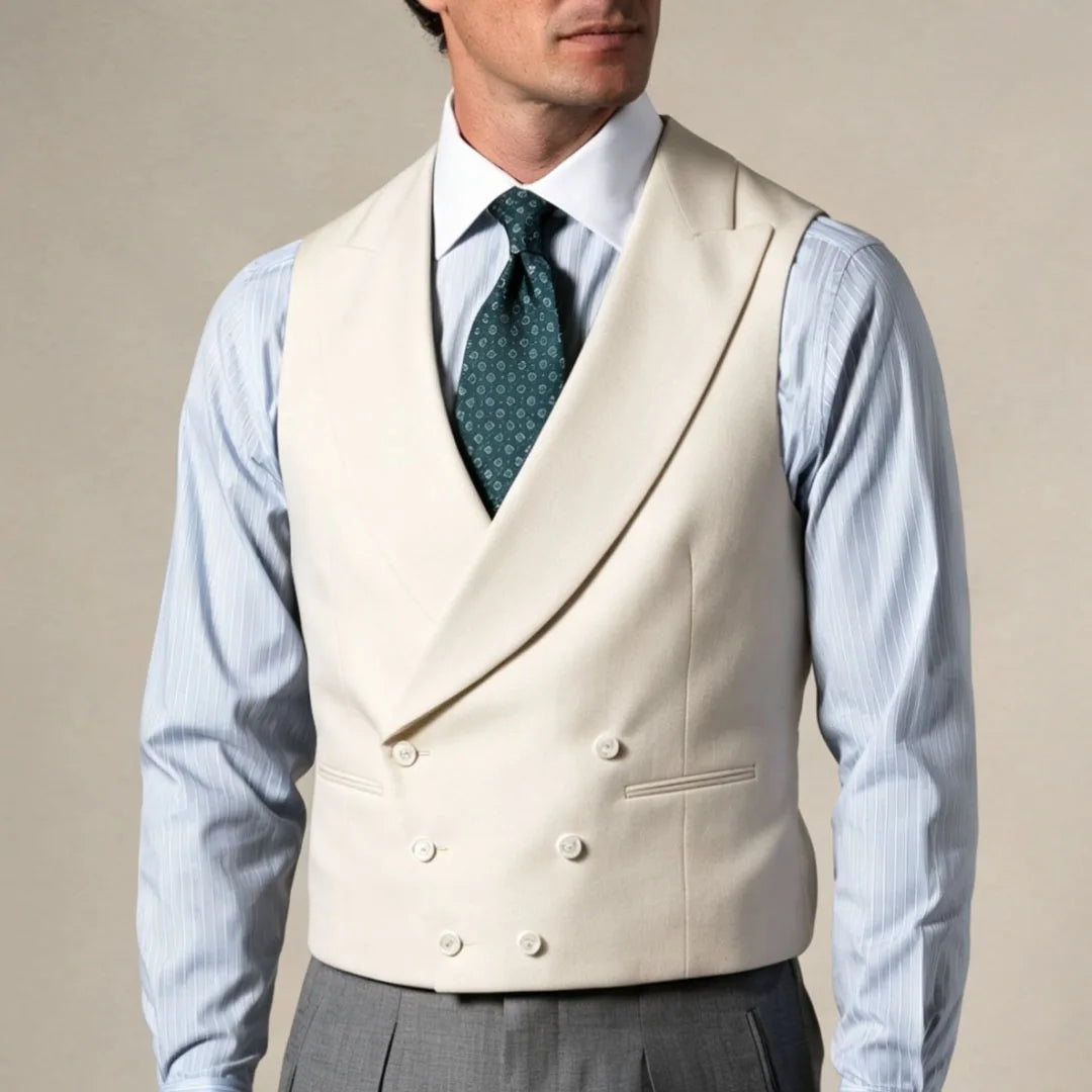 Men Vest Gray Double Breasted With Lapel Solid Waistcoat For Wedding Banquet Business Work Office Casual Daily Men Suit Vest