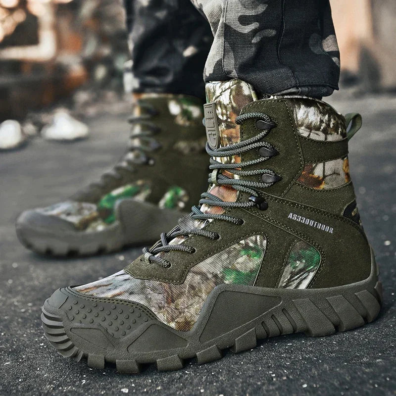 Outdoor High Top Mens Waterproof Fashion Platform Sneakers Ankle Botas Casual Shoes Combat Boots Male Black Large Size 47