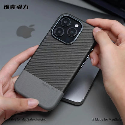 For Magsafe Fine Grained Leather Case For iPhone 17 Pro Max Ari 16 15 14 13 Metal Lens Frame Wireless Charge Accessories Cover