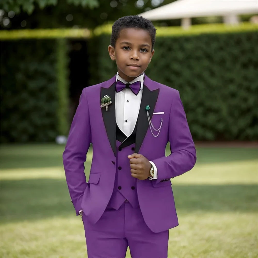 Hot-Selling Boy Birthday Suit Classic Ring Bearer Suit For Children Clothing Performance Suit Includes Jacket Trousers Vest