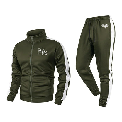 Men Sport Suit Two People Fitness Pattern Print Training Jogging Fitness Set 2 Pieces Autumn and Winter Tracksuit Sportswear