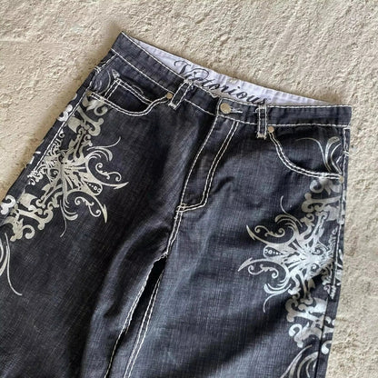 Y2K New Popular Denim Shorts Patch Vintage Shorts Men Women Street Hip Hop Fashion Harajuku Punk Loose High Waist Wide Leg Pants