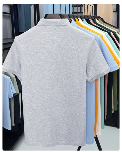 100% cotton short sleeve polo shirt comfortable lightweight high-end brand fashionable simple summer men's casual lapel T-shirt