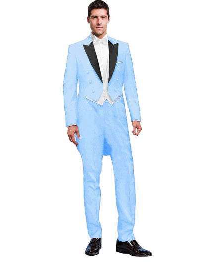 3 Piece Black Men Suit Wedding Groom Tuxedo Long Tailcoat Best Man Formal Prom Suit Fashion Costume Homme (Jacket+Vest+Pants)