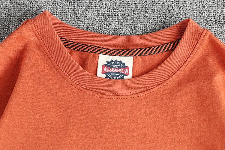 5110# Summer New American Retro Short Sleeve O-neck Letter Printed T-shirt Men's Simple 100% Cotton Old Washed Loose Casual Tops