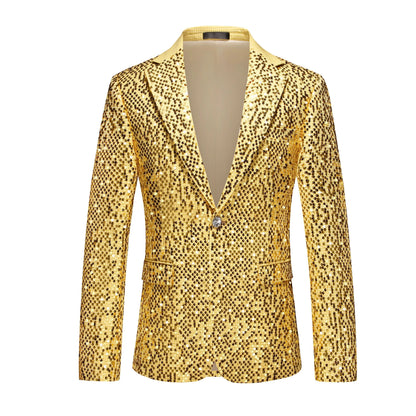 Men's Blazers Business Fashion Single Button Wedding Stage Handsome Casual Suit Outwear Sequin Gold Silver Suit Jackets M-6XL