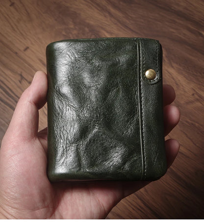 Luxury Genuine Leather Small Lightweight Bifold Wallet Men Women Money Clip Credit Card Holder with Hidden Zipper Pocket