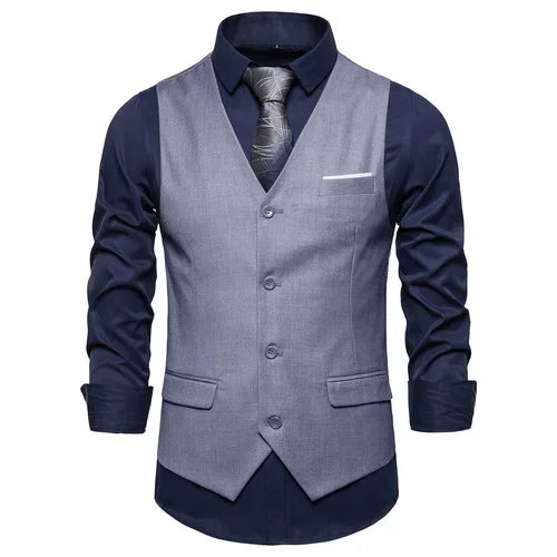 Blue Suit Vest, Men's Business Sleeveless Vests Jacket, Asian size S-6XL, Wedding Party Waistcoat, Red Purple Black Gray