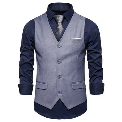 Blue Suit Vest, Men's Business Sleeveless Vests Jacket, Asian size S-6XL, Wedding Party Waistcoat, Red Purple Black Gray