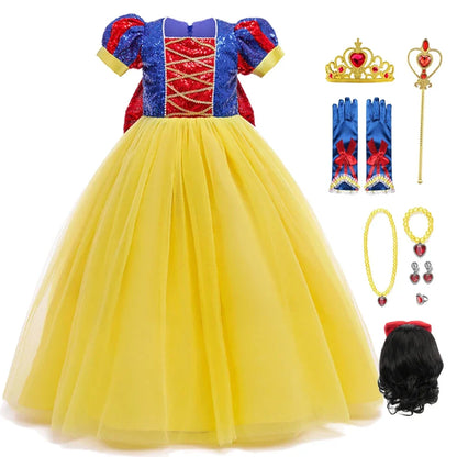 Girl Snow White Fancy Dress Kids Carnival Christmas Party Princess Costume Children Birthday Performance Clothes