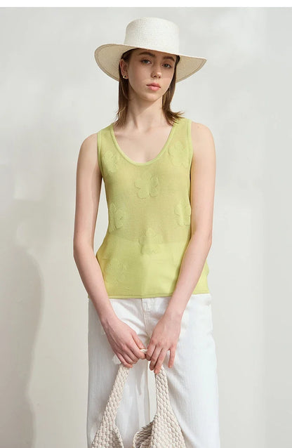 Summer New Knitted Camisole Women 2025 Solid Sleeveless U-neck Casual Tops for Woman Fashion Office Lady Clothing 12542111