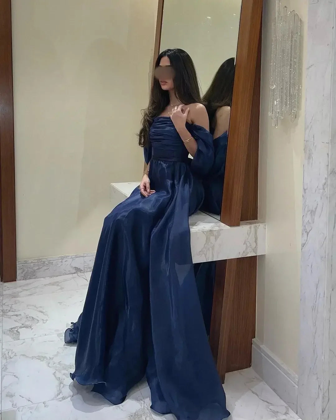 Customized Net Pleat Ruched Prom A-line Off-the-shoulder Bespoke Occasion Gown Long Dresses