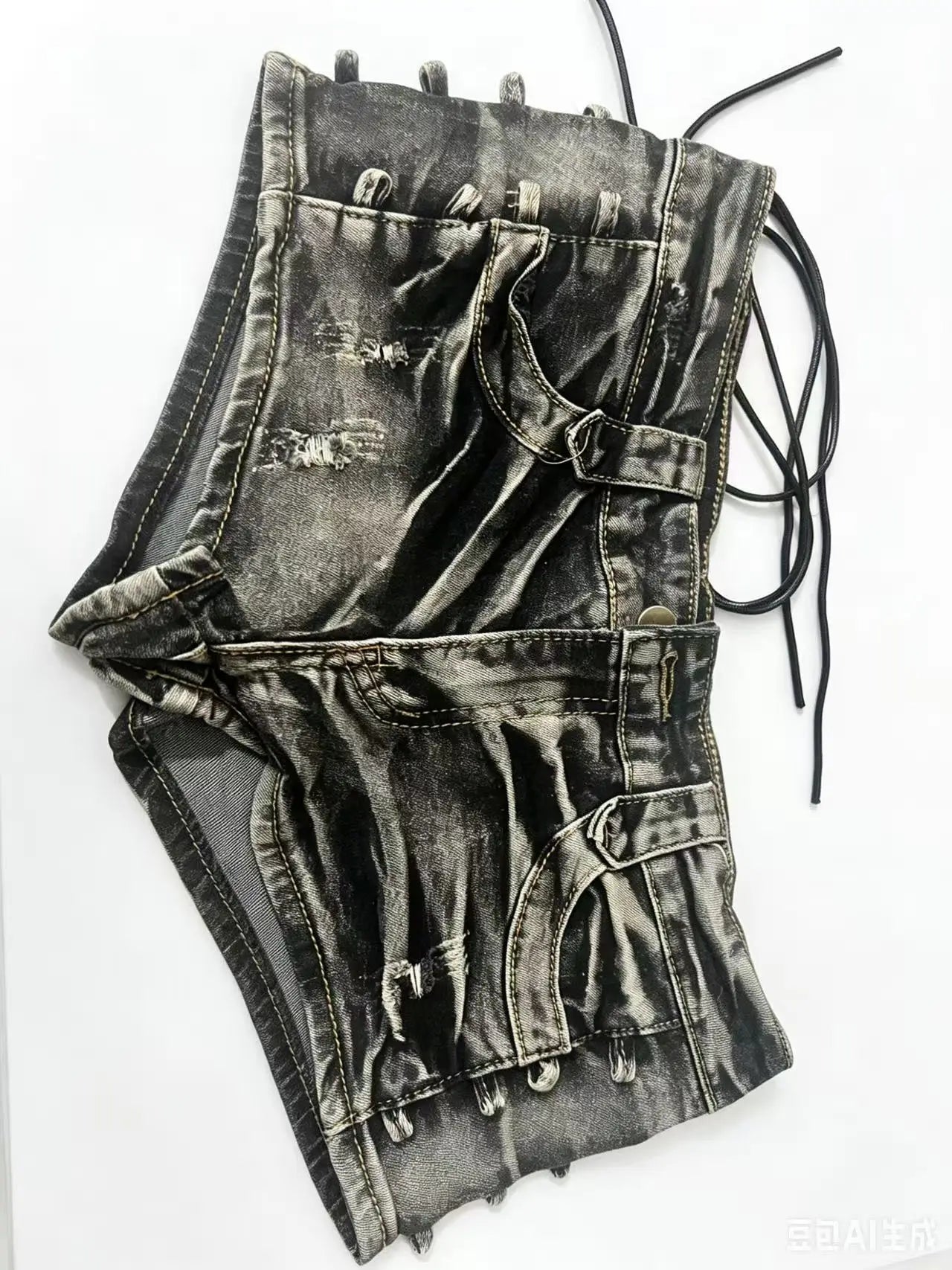 2026 Summer New Retro Low Waist Spice Girls Denim Super Shorts Slim Strap Hip Hot Pants