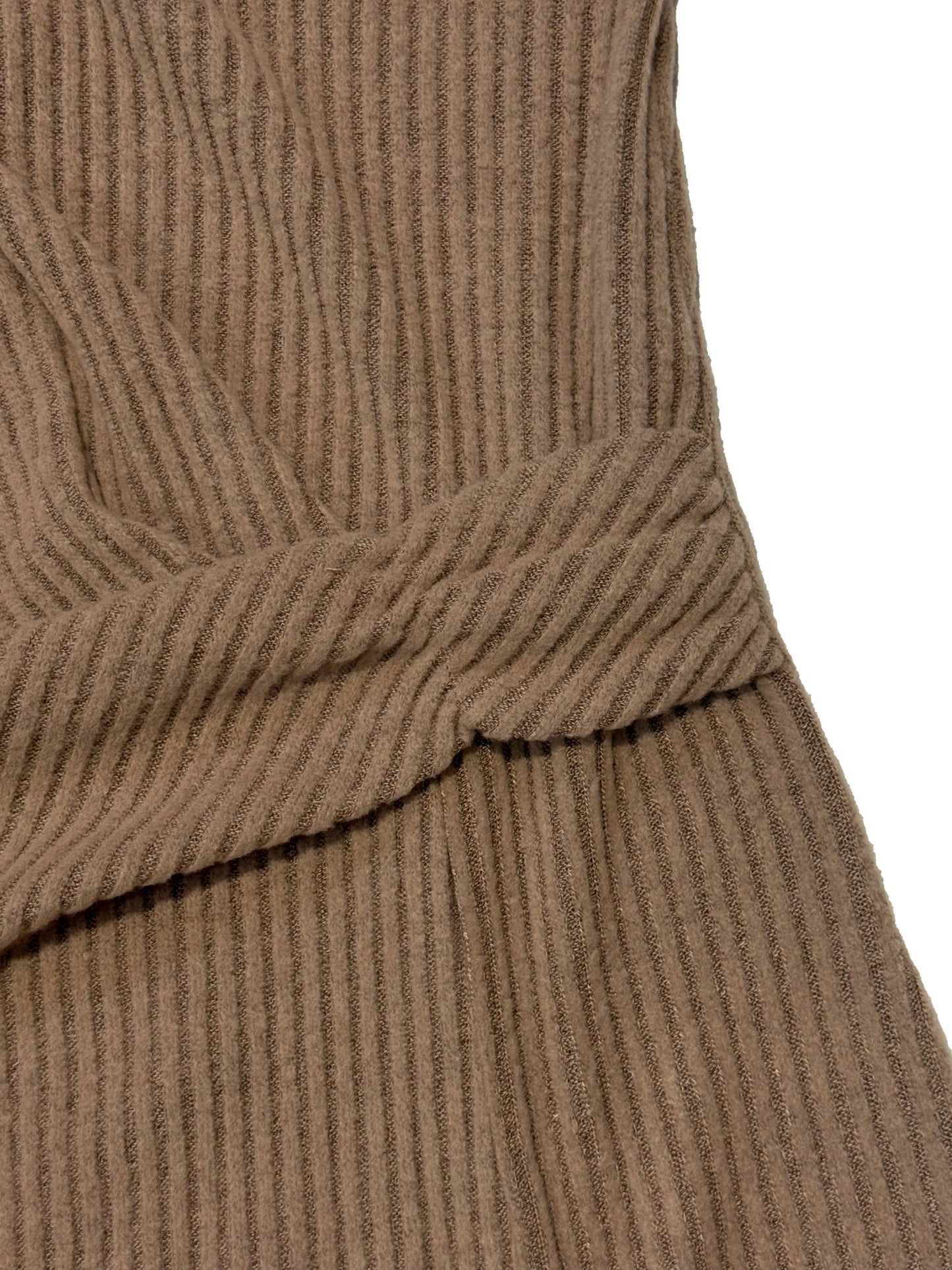Women's Solid Color Round Neck Belted Slit Hem Midi Dress Casual Long Sleeve Shift Office Autumn
