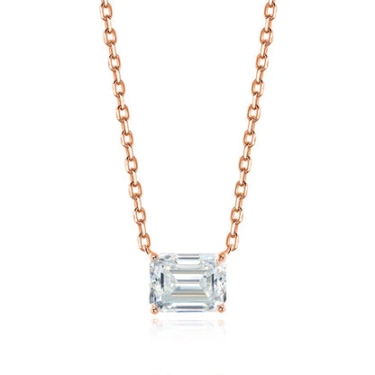1-3CT Solitaire Moissanite Necklace for Women Emerald Cut Lab Diamond Wedding Female Necklace 925 Sterling Silver Jewelry