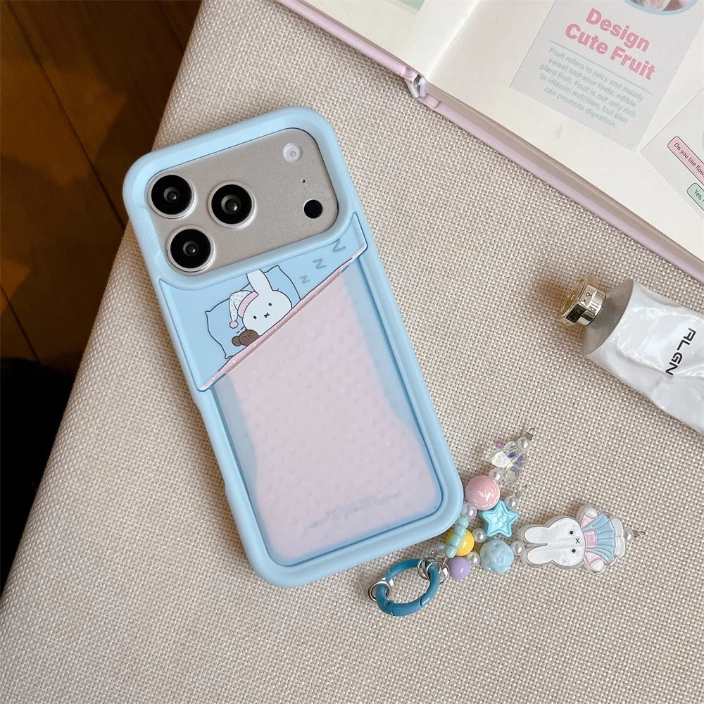 Fashion Cute Miffy Rabbit Kawaii Phone Case for iPhone 16 Pro Max 15 16 17 15 Pro 17 Pro Cover With Card Holder Charm Cases Capa