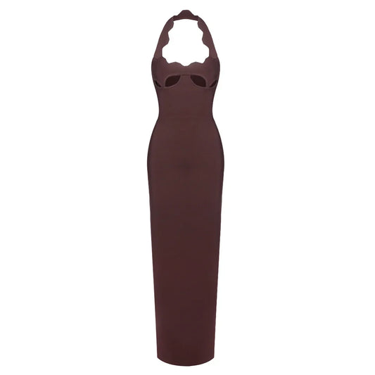 Black Halter Elegant Dress For Women 2025 New Summer Evening Party Celebrity Bodycon Long Dress Red Brown Prom Vestido