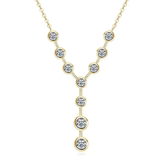4mm&3mm Moissanite Pendent Necklace 925 Sterling Silver Fashion Sexy Y-Shaped Necklaces for Women 2025 Party Jewelry Gift