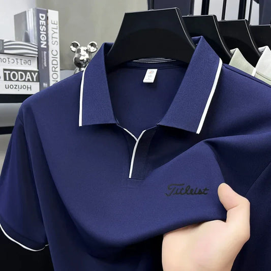 New Brand Men's Summer Short Sleeve Polo Shirt Lapel Exquisite Print Short Sleeve T-Shirt Fashion Casual Business Men's Clothing
