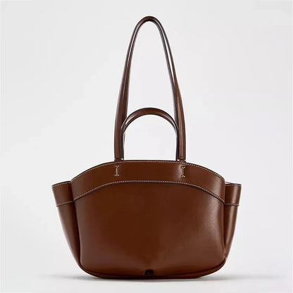 Women Tote Bag Underarm Pouch Large Capacity Pu Leather Shoulder Bag Retro Crossbody Bag Casual Portable Bucket Bags Handbag