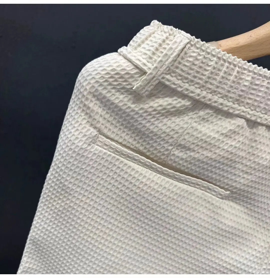 2026 High-grade Men's Solid Suit Pants Spring Summer Korean Style Pocket Straight Nine Split Pants Male Business Casual Trousers