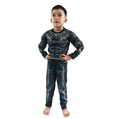 Anime Superhero Black Panther Cosplay Costume Black Panther Muscle Suit Jumpsuit Halloween Performance Costume Mask Paw Set