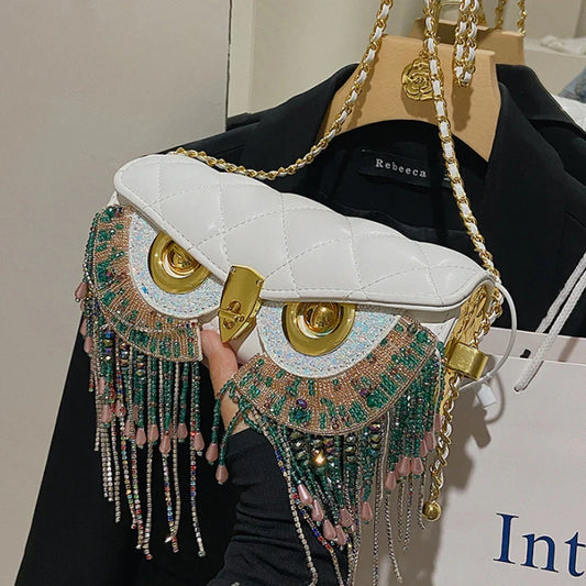 Cute Owl Bags for Women 2026 New Luxury Designer Handbag Fashion Tassel Crossbody Bag Leather Animal Print Shoulder Bag Woman