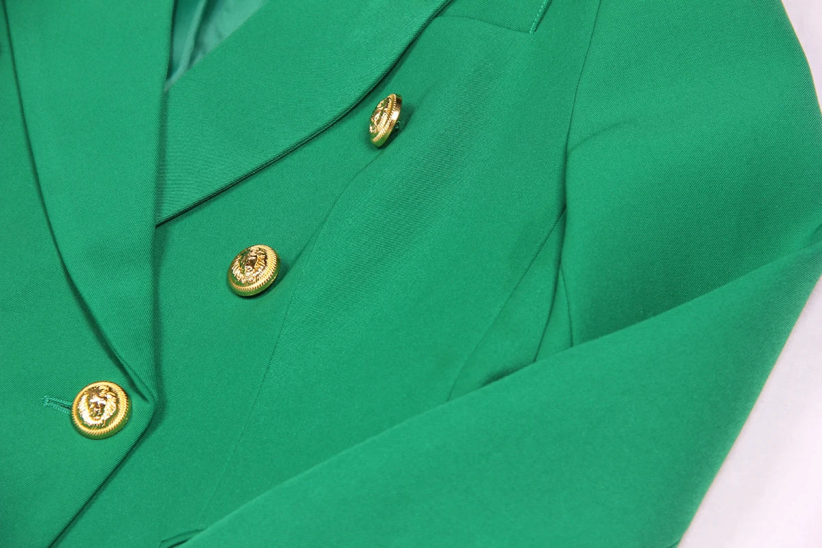 S-XXL Rainbow Color Fashion Classic Solid Double row Gold Button Long Sleeve Slim Fit Temperament Commuter Casual Woman Blazer