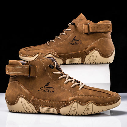 New Handmade Men Boots Design Sneakers Man Outdoor Casual Leather Men Sneakers Ankle Boots Trekking Fall Breathable Hot Sale