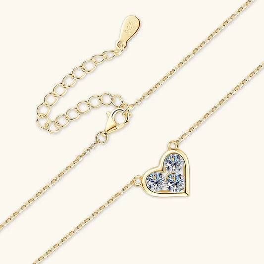 Certified 0.3CT Round Moissanite Necklace 925 Sterling Silver Heart Shape Pendant Necklace for Valentine's Day Jewelry