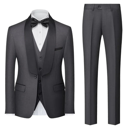 Red Men's Suit 3 Piece, Wedding Party Dress Jacket with Pants Vest, Blue, Green, Gray, Black Available, Asian Size M-5XL 6XL