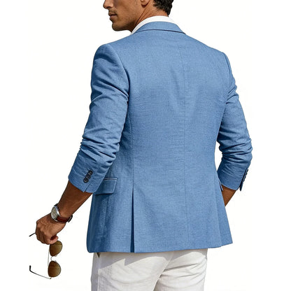 Men's Casual Linen Blazer Slim Fit Formal Business Lightweight One Button Suit Jacket for Spring/Summer Beach Wedding Sport Coat