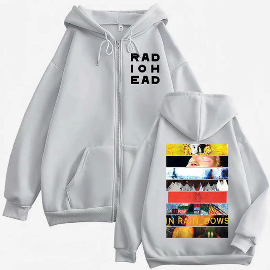 Rock Band Radiohead Album Graphic Zipper Hoodie Fashion Y2k Oversized Zip Up Pullovers Men Women Casual Long Sleeve Sweatshirts