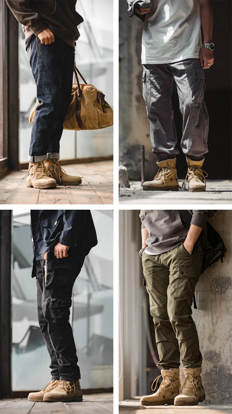 Men's Vintage High-top Desert Boots Outdoor Cowboy Boots Indestructible Work Shoes Winter Safety Shoes