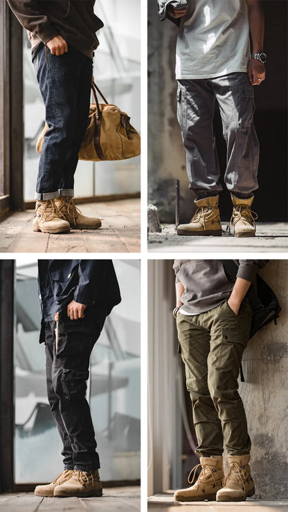 Men's Vintage High-top Desert Boots Outdoor Cowboy Boots Indestructible Work Shoes Winter Safety Shoes