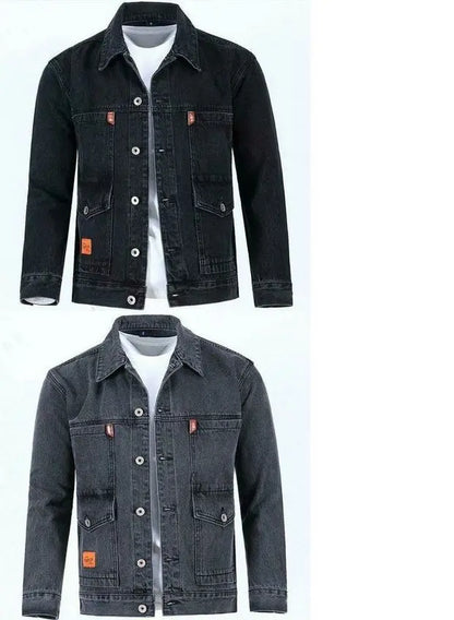 Men's Workwear Denim Jacket Spring Autumn Winter Large Size Trendy Brand Versatile Youthful Style Long Sleeve Button Decor