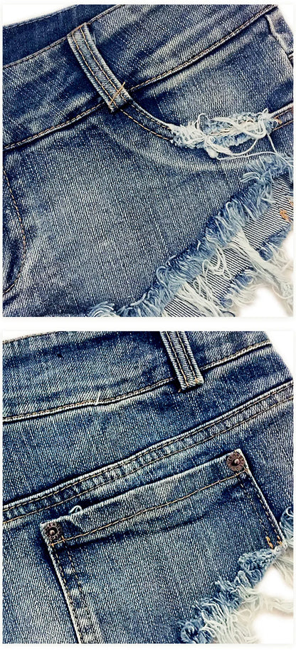 Denim Shorts Women Mini Pants Sexy Low Waist Jeans Slim Fit Hole Pant Button Streetwear Elegant High Street Summer 2025