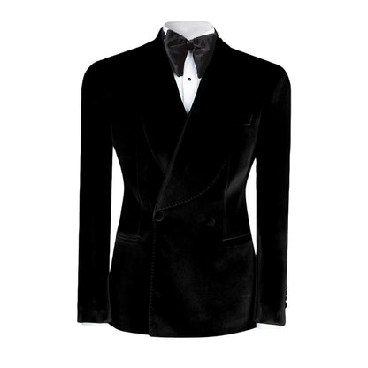 Vintage Velvet Wedding Tuxedos Jacket Double Breasted Men Blazers Suit Peaked Lapel Groom Wear Party Sport Coats Customized