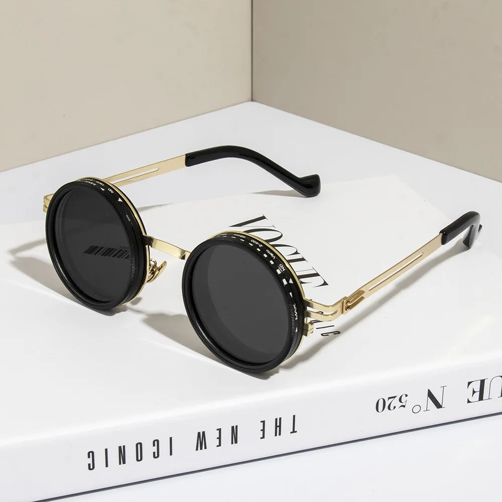 Cycling ND2-400 9 Level Adjustable Dimming Polarized Sunglasses Men Women Fishing Punk Round Glasses Eyeglasses ND Filter