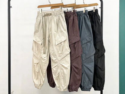 Korean Techwear Cargo Pants Men Spring Summer Quick Dry Lightweight Streetwear Casual Loose Fit Tapered Joggers Hip Hop Trendy