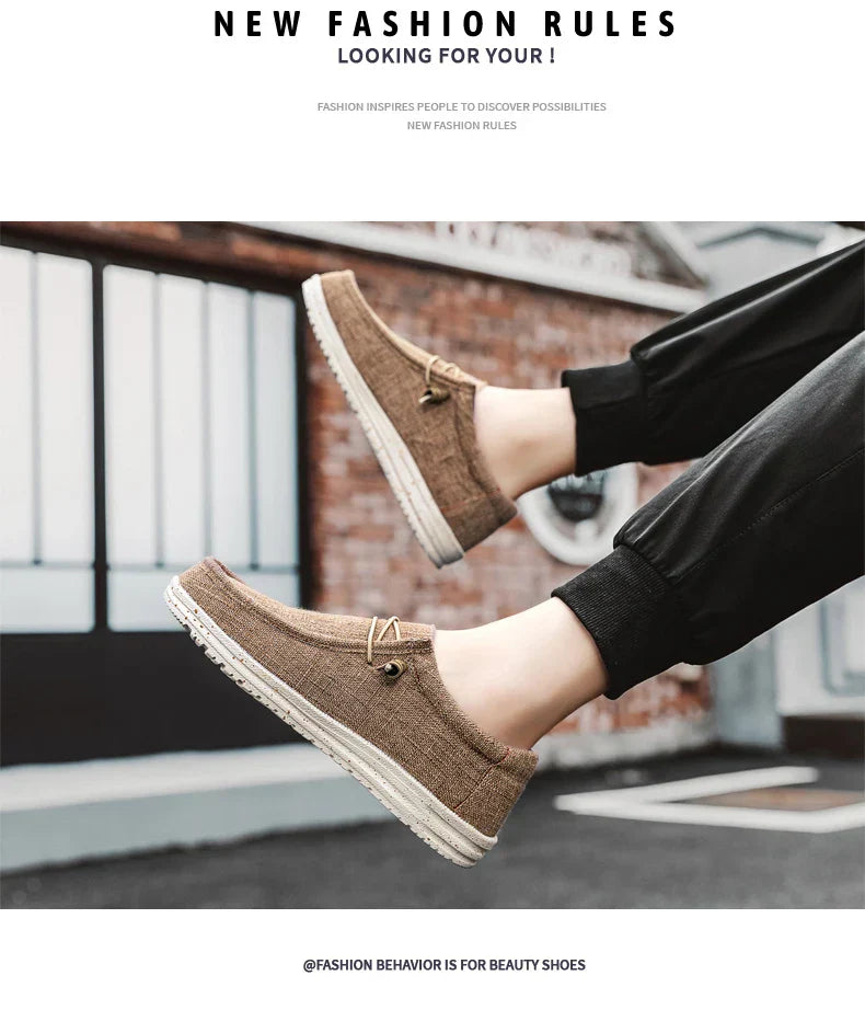 Men's Breathable Casual  Canvas Slip Shoes Comfort Slip-on Loafer Soft Penny Loafers for Men Lightweight Driving Boat Shoes