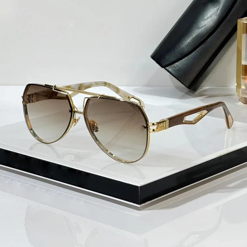 King I Top Quality Luxury Designer Sunglasses Big Oval Alloy Acetate Germany Trendy UV400 for Men Women Fashion Street with Case