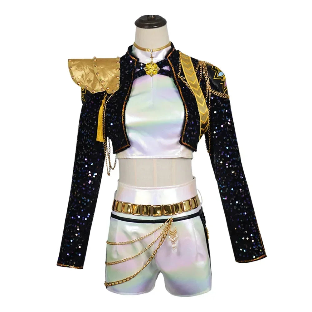 Hot Selling Korean Style Woman Suit Halloween Cosplay Hot Woman Show Costume Black Shiny Suit Halloween Birthday Party Costume