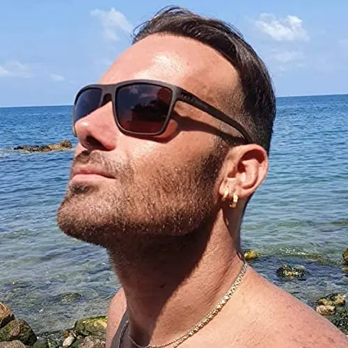 Polarized Sunglasses for Men Shades Lightweight TR90 Frame UV400 Protection Square Outdoor Trave Driving Sun Glasses