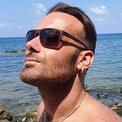 Polarized Sunglasses for Men Shades Lightweight TR90 Frame UV400 Protection Square Outdoor Trave Driving Sun Glasses