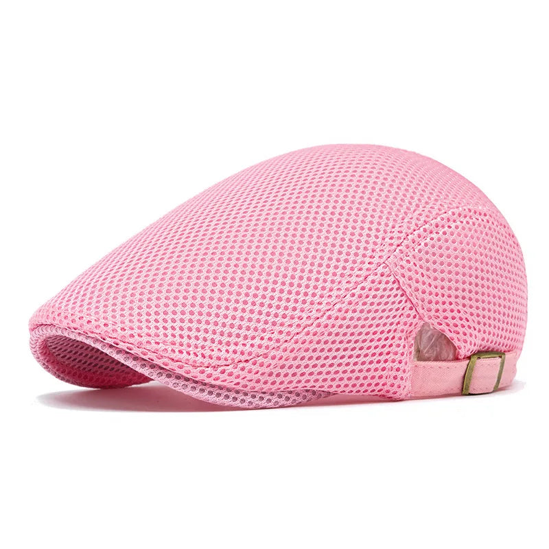 Men Women Hat Adjustable Newsboy Beret Ivy Cap Cabbie Flat Caps  Breathable Mesh Summer